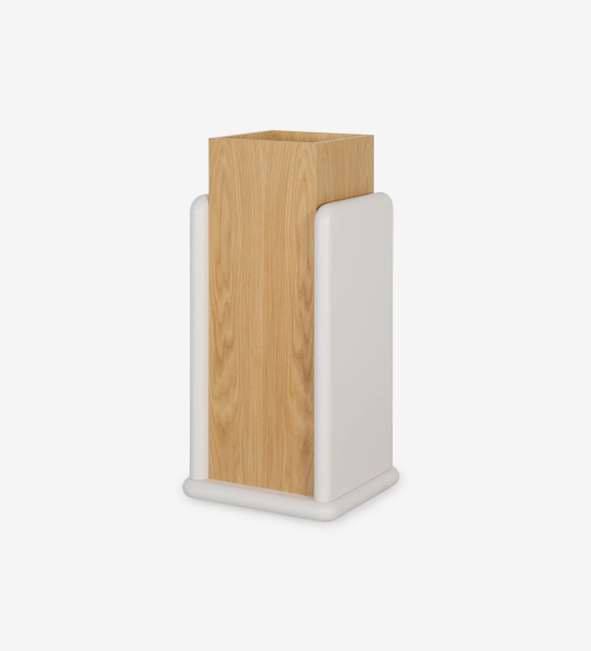 Flower box in pearl lacquer and natural oak