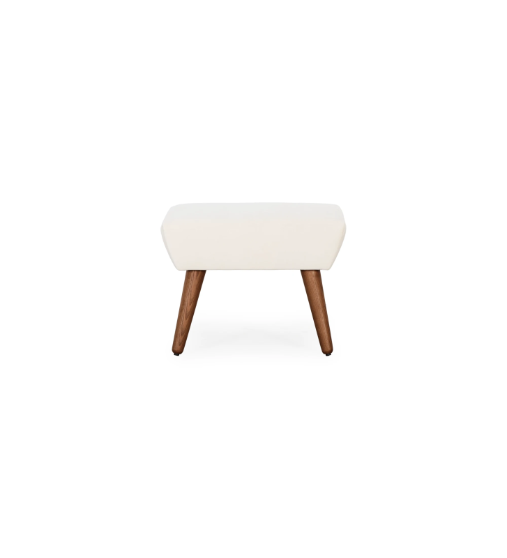 Upholstered in pearl fabric with walnut-colored ash wood legs.