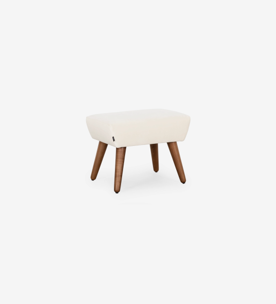 Upholstered in pearl fabric with walnut-colored ash wood legs.