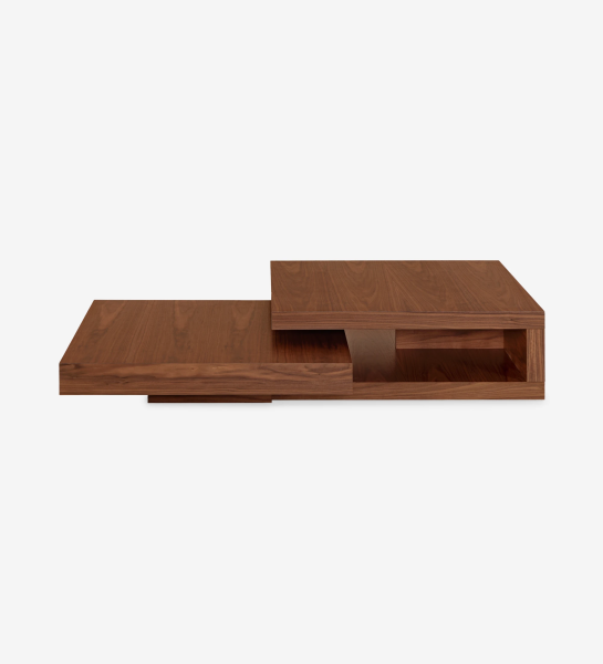 Conjunto mesas de centro Nice quadrada baixa e quadrada 2 tampos em nogueira natural, 90x90cm + 90x90cm .