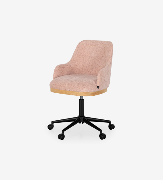 Swivel chair upholstered in pink fabric