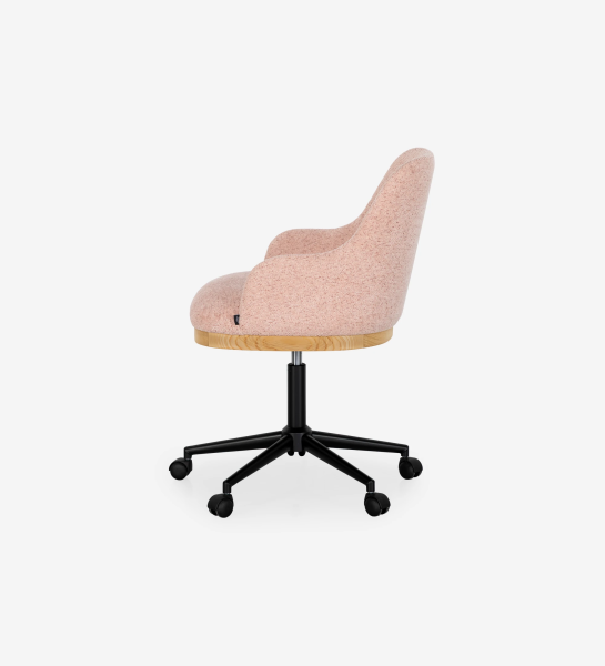 Swivel chair upholstered in pink fabric