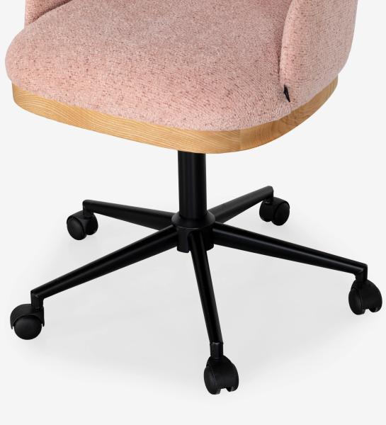 Swivel chair upholstered in pink fabric