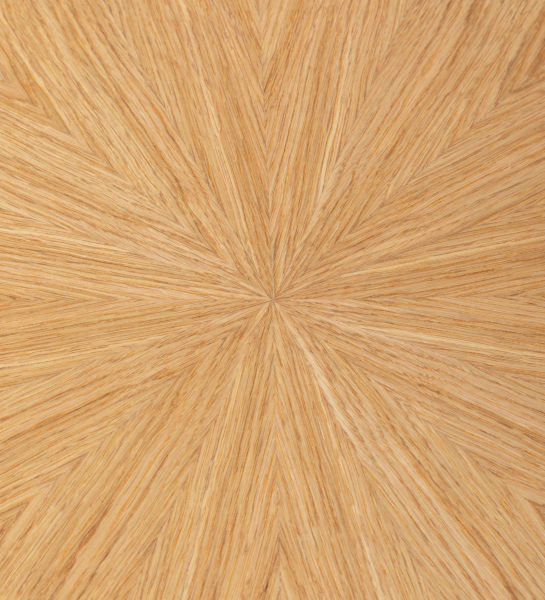 Table d'Appui Paris ronde, plateau en chêne naturel, pied laqué perle, Ø 48 cm.