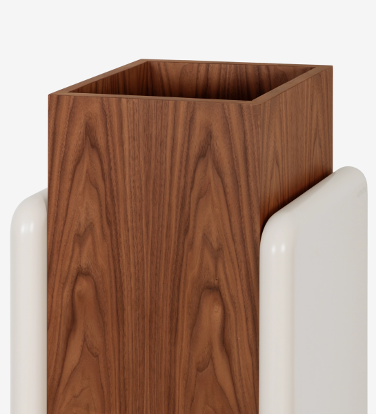 Flower box in pearl lacquer and natural walnut