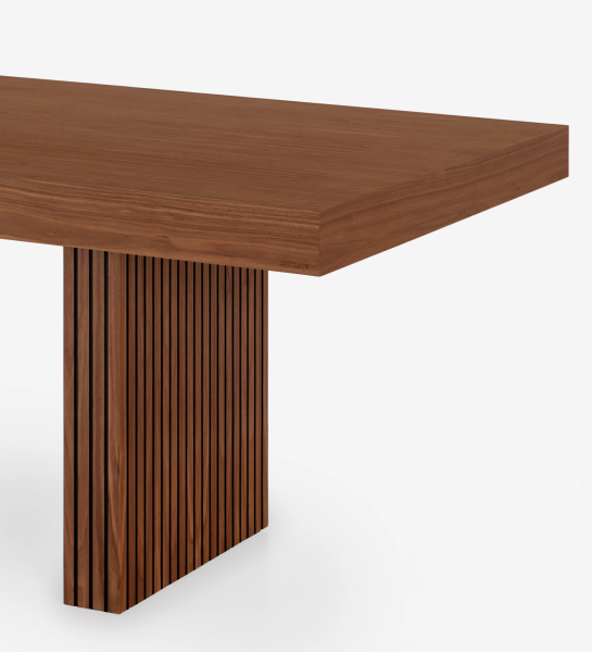 Table de repas rectangulaire Cannes 250 x 110 cm, en noyer naturel, pieds à frises.