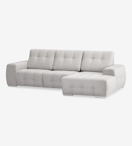 Madrid 2-seater sofa and right chaise longue, upholstered in grey fabric, 287 cm.
