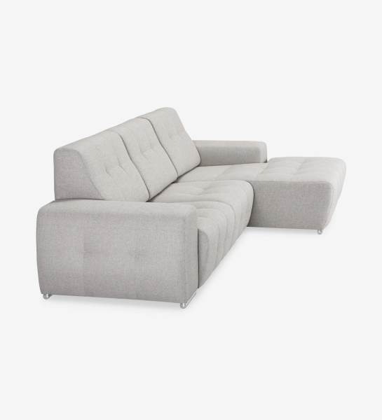 Madrid 2-seater sofa and right chaise longue, upholstered in grey fabric, 287 cm.