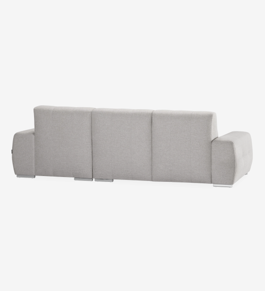 Madrid 2-seater sofa and right chaise longue, upholstered in grey fabric, 287 cm.