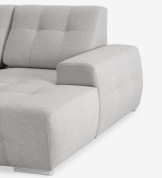 Madrid 2-seater sofa and right chaise longue, upholstered in grey fabric, 287 cm.