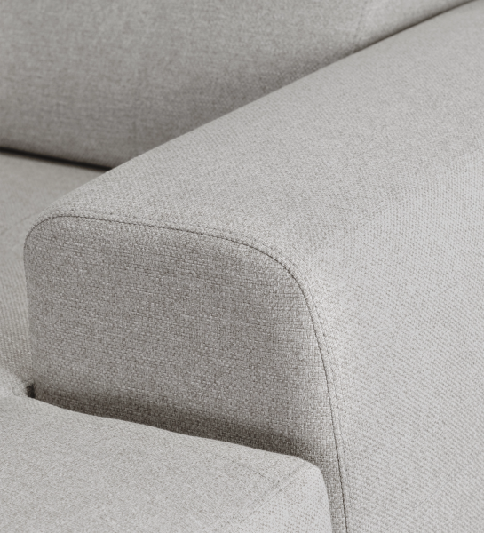 Madrid 2-seater sofa and right chaise longue, upholstered in grey fabric, 287 cm.