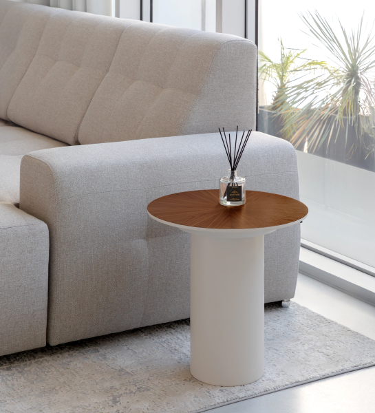 Mesa de Apoio Paris em nogueira natural e pérola