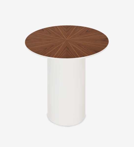 Mesa de apoio Paris, acabamento em nogueira natural e pérola