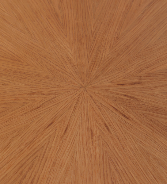 Tokyo round side table, honey oak top, gold lacquered metal foot, Ø 48,5 cm.