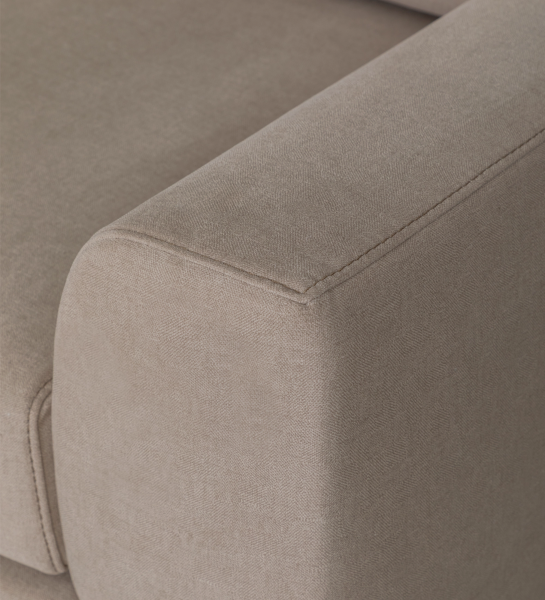 Sofá Oslo 2 plazas tapizado en tela taupe, pies lacados perla, 188 cm.