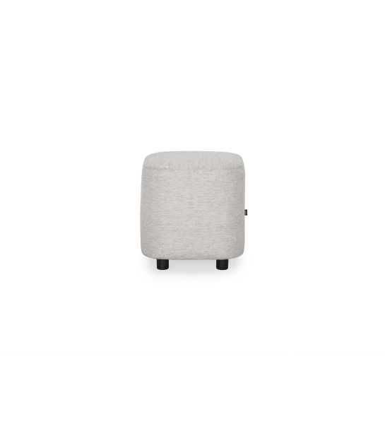 Cannes square puff, upholstered in gray fabric, black feet, 40 x 40 cm.