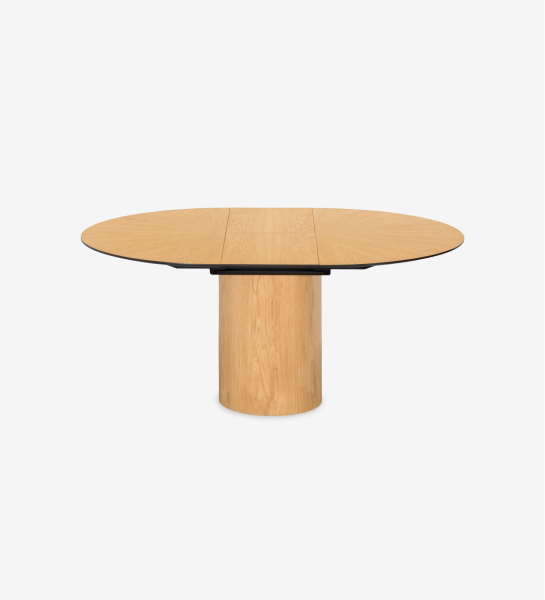 Mesa de Jantar Extensível Geneve em madeira clara com base cilíndrica
