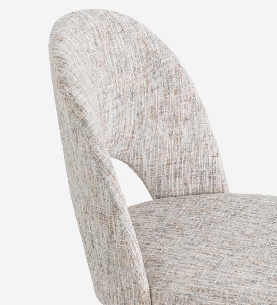 Paris Chair beige textured upholstery with curved back and arched cutout