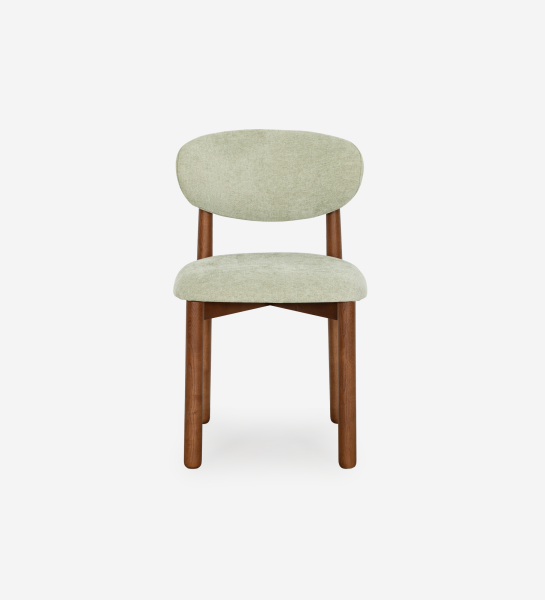 Chaise Nice en tissu vert pâle avec pieds en bois