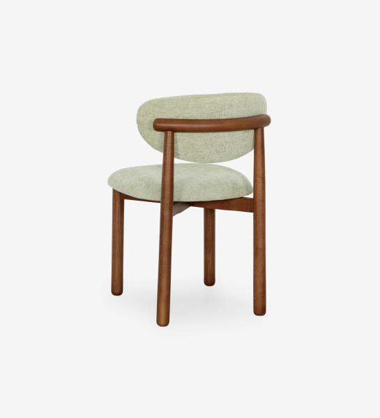 Chaise Nice tissu vert clair avec pieds en bois foncé, vue arrière