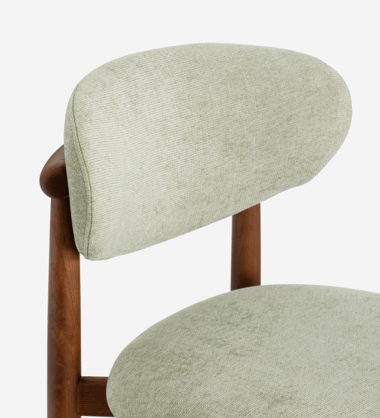 Chaise Nice avec assise et dossier vert pâle en tissu et structure en bois