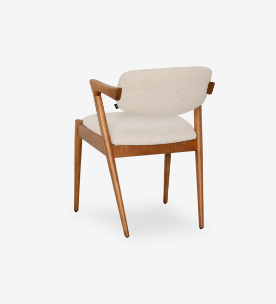 Chaise Elba en bois clair avec assise et dossier rembourrés beige, vue arrière