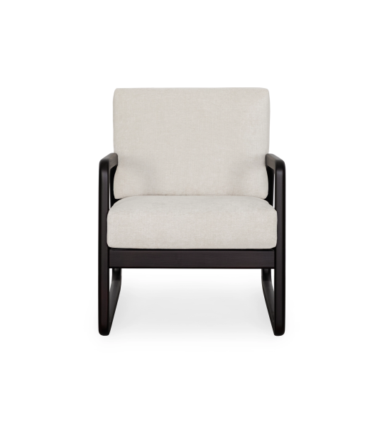 Antarte by AI Armchair upholstered in beige fabric, structure in wengue wood.