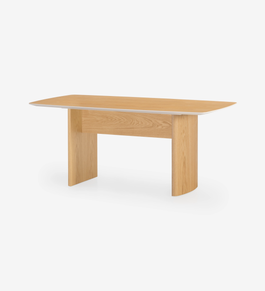 Paris Desk light oak table with rounded top and solid panel legs