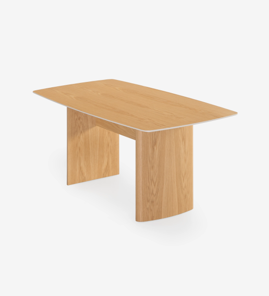 Paris Desk light oak rectangular curved top with two panel legs