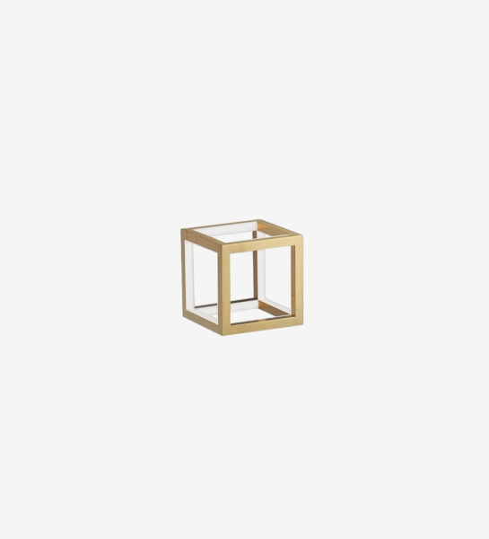 Lampe de Table BARCELONA cube doré à panneaux de verre
