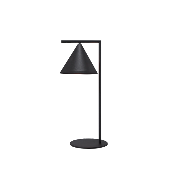 Table lamp with structure in black inox.