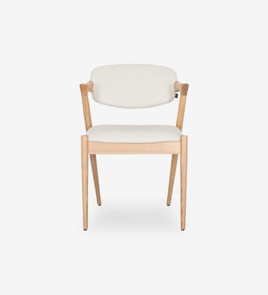 Elba Chair in light wood with cream upholstered seat and curved backrest