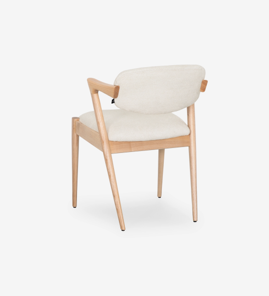 Elba Chair light ash frame with cream upholstered seat and curved backrest