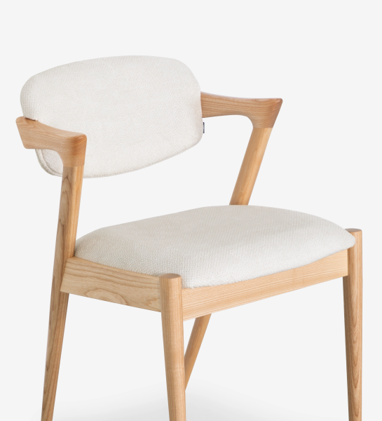 Elba Chair with white upholstered seat and back and light wood frame