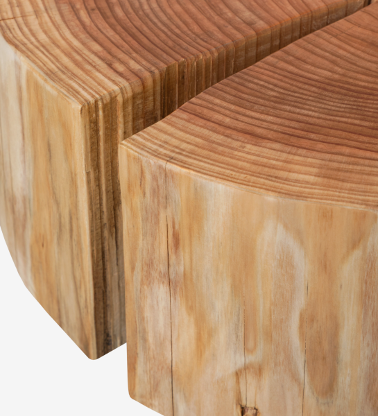 Mesa Auxiliar Tronco de madera, detalle de vetas y anillos
