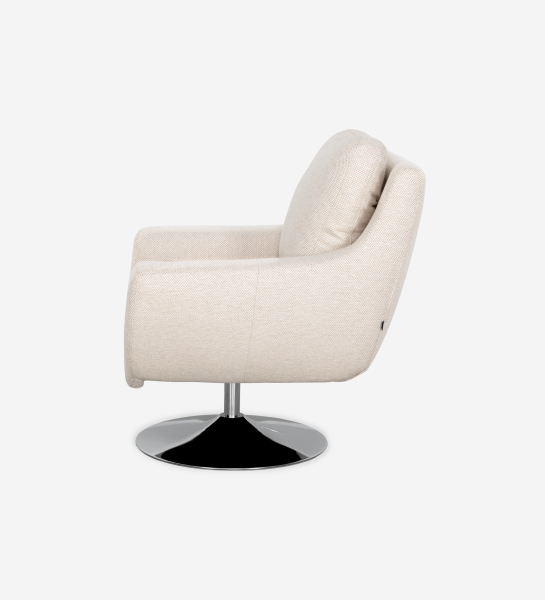 Fauteuil Paris beige pivotant avec base chromée, vue de profil