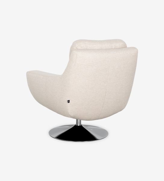 Fauteuil Paris beige en tissu avec base ronde chromée, vue arrière