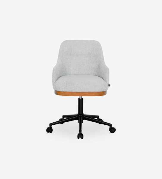 Cadeira de Executivo Cannes estofada cinzento claro, base metálica preta com rodízios