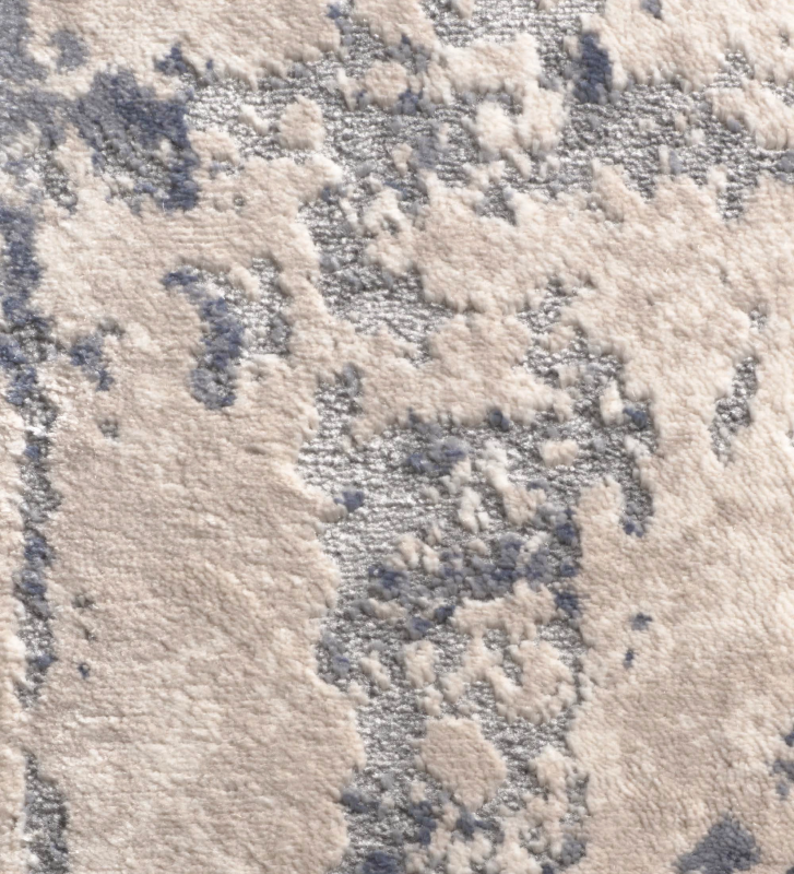 Abstract rug with beige and grey tones, folded edge finish + 6mm feltex backing.