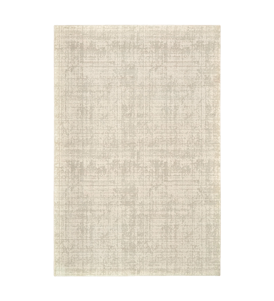 Abstract rug with beige and grey tones, folded edge finish + 6mm feltex backing.