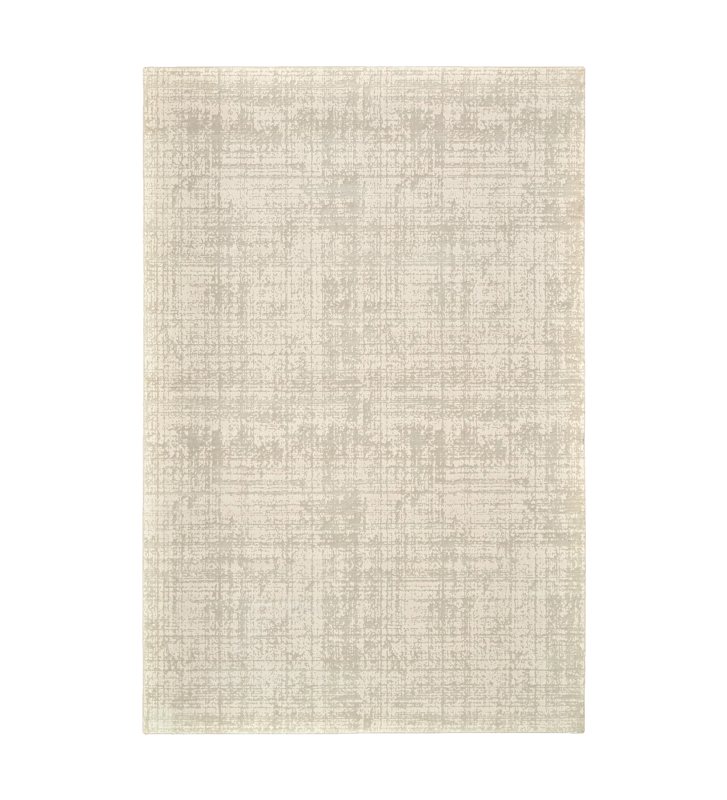 Abstract rug with beige and grey tones, folded edge finish + 6mm feltex backing.