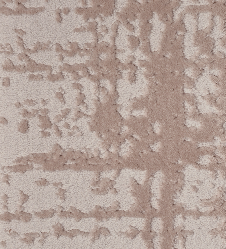 Abstract rug with grey taupe, folded edge finish + 6mm feltex backing.