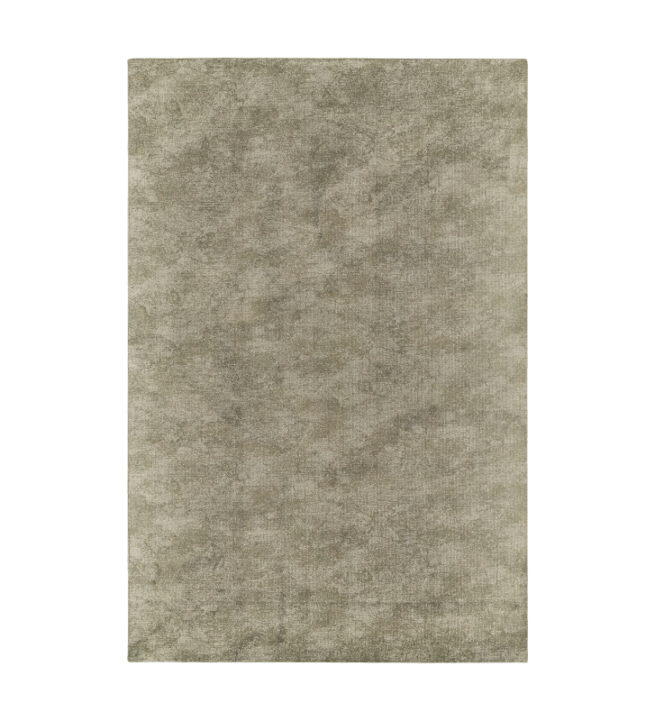 Tapis avec un motif dans des tons de vert, finition bord plié + feutre feltex 6 mm.