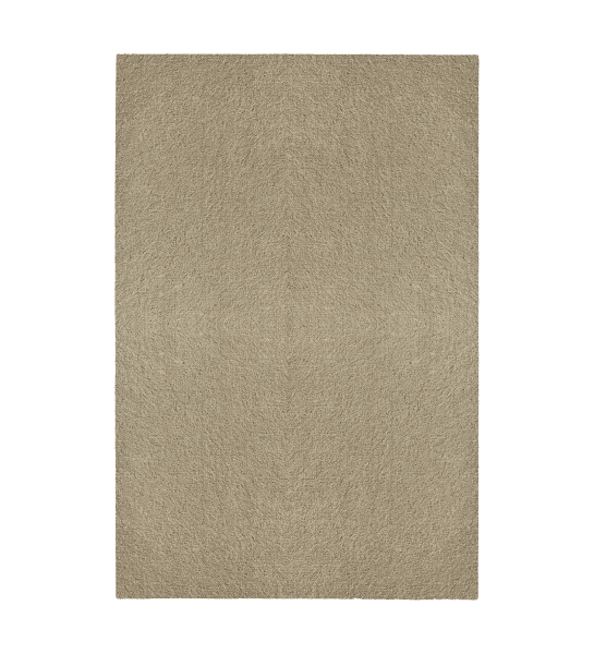 Dark beige rug with soft texture, folded finish + 6mm felt backing.