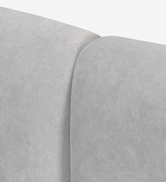 Cabecero de cama tapizado gris claro con dos paneles acolchados y costura central