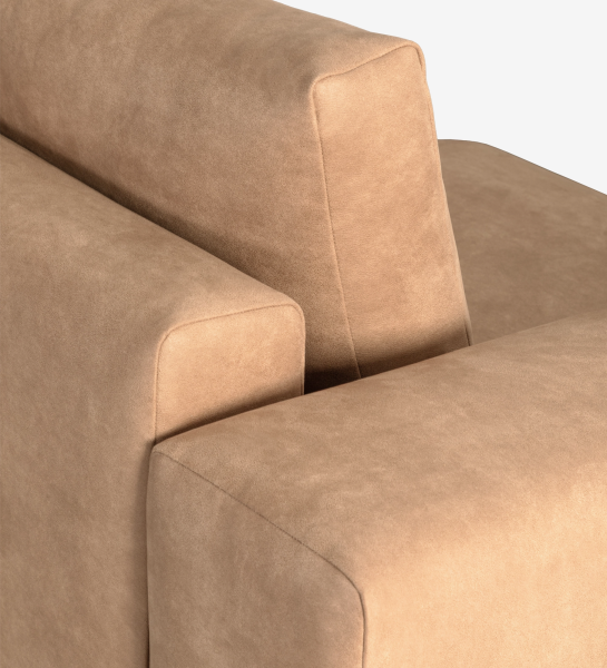 Sofá Paris 2 lugares com um braço estofado a tecido camel, 187 cm.