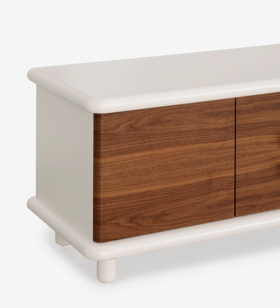 Paris TV stand 3 doors and 2 drawers in natural walnut, pearl structure.