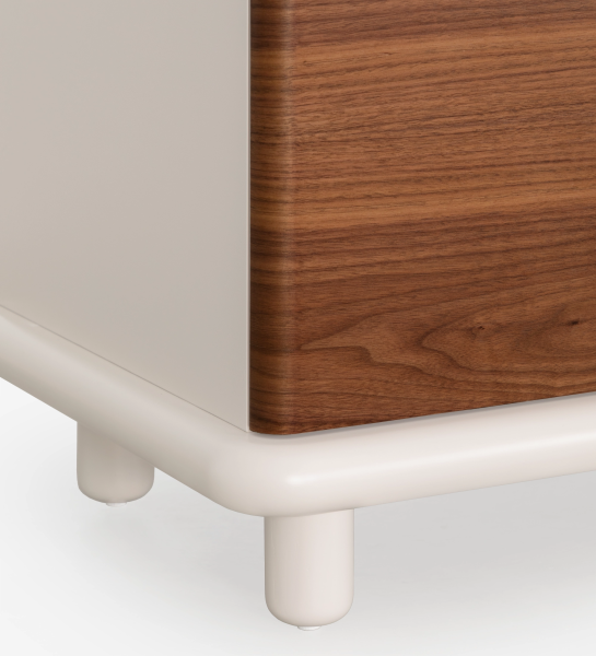 Paris TV stand 3 doors and 2 drawers in natural walnut, pearl structure.