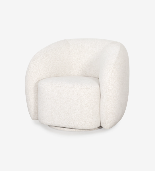 Fauteuil Monaco ivoire en tissu bouclé, design arrondi à assise circulaire