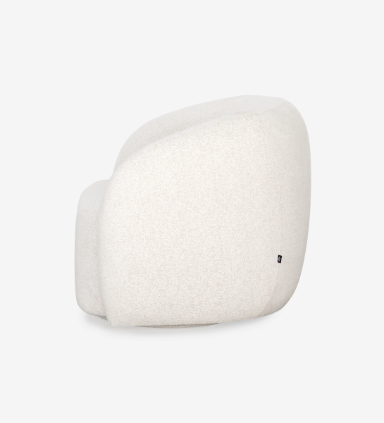 Fauteuil Monaco en tissu bouclé blanc crème, vue de profil